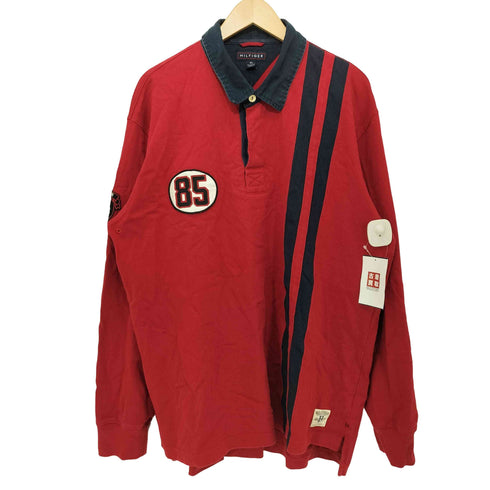 トミーヒルフィガー TOMMY HILFIGER ワッペン刺繍 ストライプ ラガーシャツ メンズ import:XL