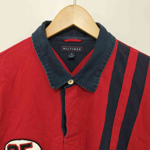 トミーヒルフィガー TOMMY HILFIGER ワッペン刺繍 ストライプ ラガーシャツ メンズ import:XL