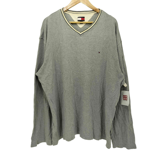 トミーヒルフィガー TOMMY HILFIGER ロゴ刺繍 Vネックカットソー メンズ import:XL