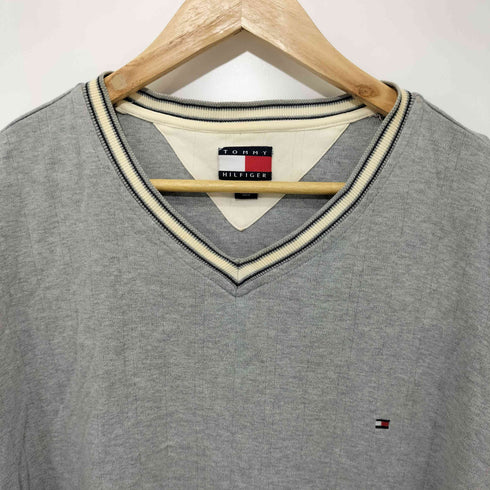 トミーヒルフィガー TOMMY HILFIGER ロゴ刺繍 Vネックカットソー メンズ import:XL