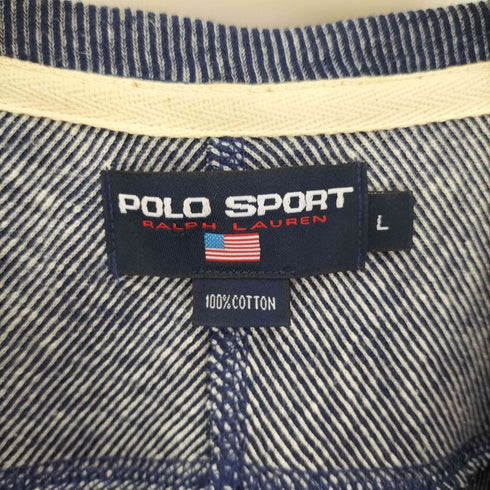 ポロスポーツラルフローレン POLO SPORT RALPH LAUREN 90S ストライプ ロゴワッペン バスケットボール 切替 コットン スウェット メンズ import:L