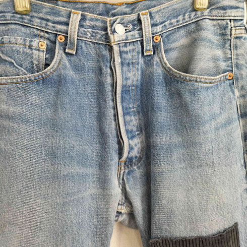 リーバイス Levis 90S 96年4月製 USA製 ボタン裏524 刻印 501 リメイク パッチワーク ストレートデニムパンツ メンズ W32L32