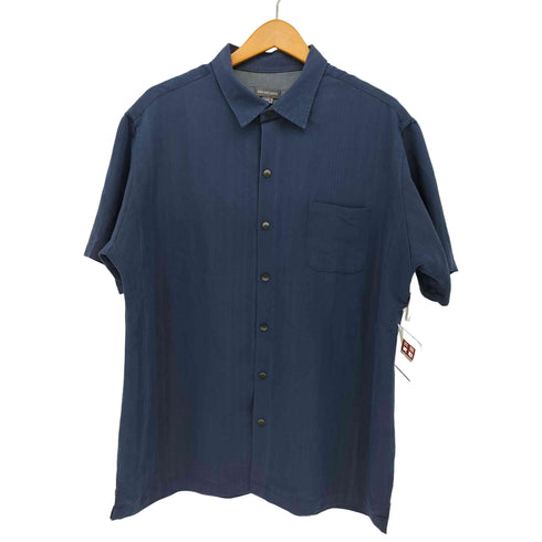 ヴァンヒューゼン VAN HEUSEN レーヨンポリ シャドーストライプ 半袖シャツ メンズ L
