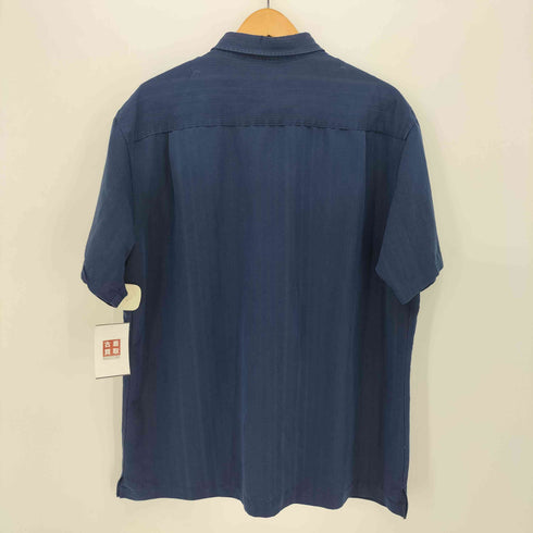 ヴァンヒューゼン VAN HEUSEN レーヨンポリ シャドーストライプ 半袖シャツ メンズ L