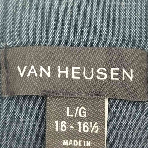 ヴァンヒューゼン VAN HEUSEN レーヨンポリ シャドーストライプ 半袖シャツ メンズ L