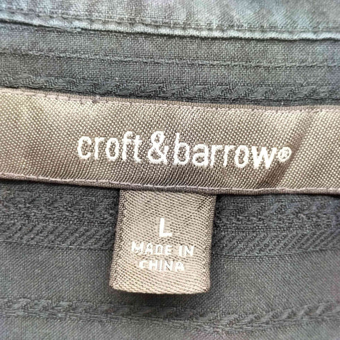 クラフトアンドバロー Croft&Barrow ストライプ 織柄 オープンカラーシャツ メンズ L
