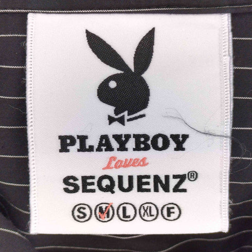 プレイボーイ PLAYBOY ワッペン加工 ストライプ s/s 開襟シャツ メンズ JPN:M