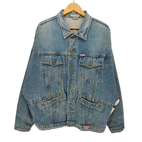 ゲス GUESS 80-90s 香港製 ボックスフィット デニムトラッカージャケット メンズ import:XL