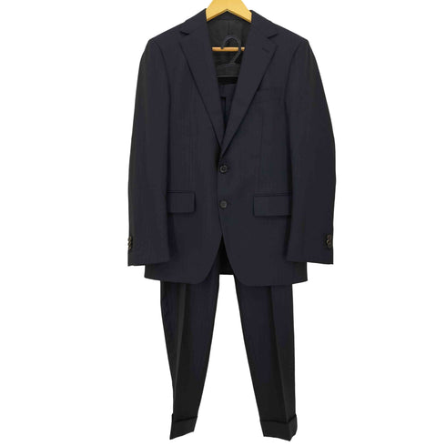 GINZA Global Style STRONG FOLD ウールシルク ストライプ 2Bテーラードジャケット&センタープレススラックス2本 セットアップ メンズ