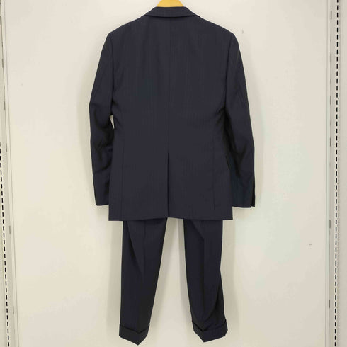 GINZA Global Style STRONG FOLD ウールシルク ストライプ 2Bテーラードジャケット&センタープレススラックス2本 セットアップ メンズ