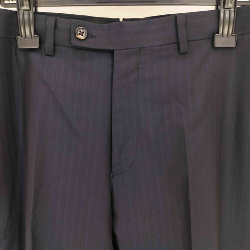 GINZA Global Style STRONG FOLD ウールシルク ストライプ 2Bテーラードジャケット&センタープレススラックス2本 セットアップ メンズ