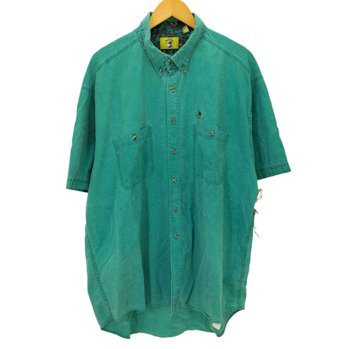 ダックヘッド Duck Head 80-90S USA製 ロゴ刺繍 ボタンダウン ワーク S/S シャツ メンズ import:XL