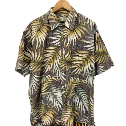 ハワイ製 ボタニカル 総柄 S/S レギュラーカラー シャツ メンズ import:L