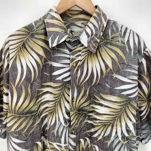 ハワイ製 ボタニカル 総柄 S/S レギュラーカラー シャツ メンズ import:L