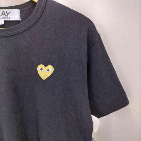 プレイコムデギャルソン PLAY COMME des GARCONS AD2022 ゴールドエンブレム ハート 刺繍 S/S クルーネック Tシャツ メンズ JPN:L