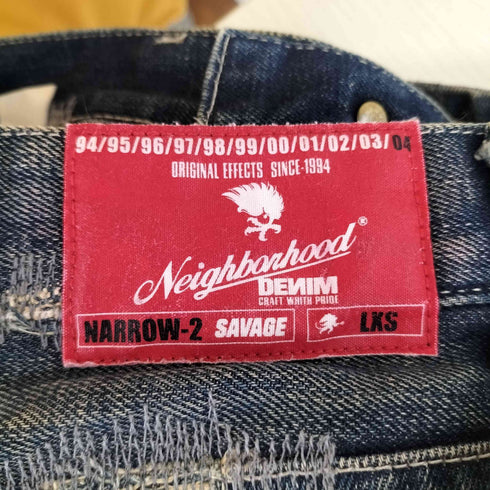 ネイバーフッド NEIGHBORHOOD 04 NARROW-2 SAVAGE ワッペン クラッシュ加工 デニムパンツ メンズ LXS