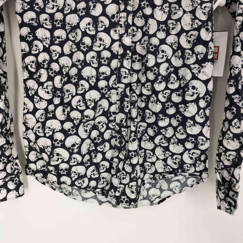 ザラマン ZARA MAN RELAXED FIT スカル 総柄 プリント B.D L/S シャツ メンズ US:38