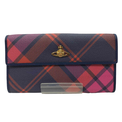 ヴィヴィアンウエストウッド Vivienne Westwood オーブ チェック フラップ ウォレット 長財布 レディース