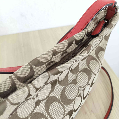 コーチ COACH シグネチャーロゴレザー切替ショルダーバッグ レディース