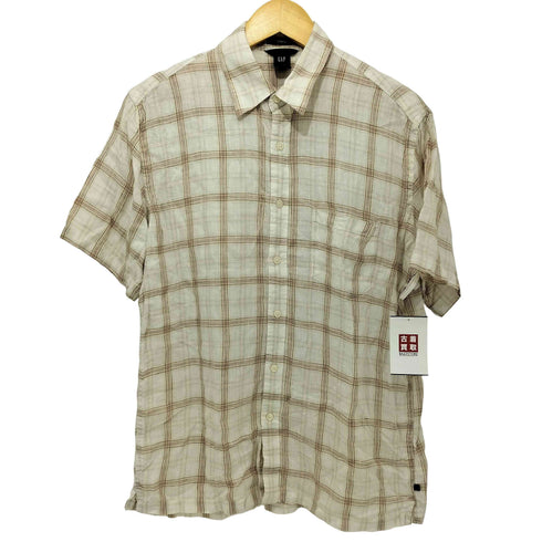ギャップ Gap 00S OLD S/S リネンチェックシャツ メンズ import:M