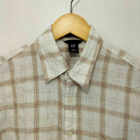 ギャップ Gap 00S OLD S/S リネンチェックシャツ メンズ import:M