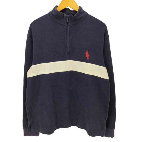 ポロバイラルフローレン Polo by RALPH LAUREN ポニー 刺繍 ライン ハーフジップ スウェット メンズ import:L