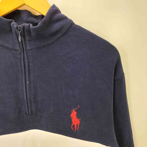 ポロバイラルフローレン Polo by RALPH LAUREN ポニー 刺繍 ライン ハーフジップ スウェット メンズ import:L
