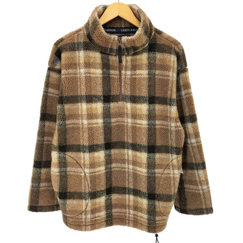 チャップスラルフローレン CHAPS RALPH LAUREN ハーフジップ チェック プルオーバー ボア フリース ジャケット メンズ import:M