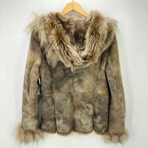 セオリーリュクス theory luxe シープスキン ムートン ラクーン ファー コート レディース 42