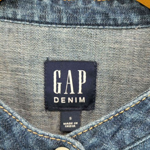 ギャップデニム GAP DENIM ベルテッド ノーカラーデニムシャツ ワンピース レディース JPN:S