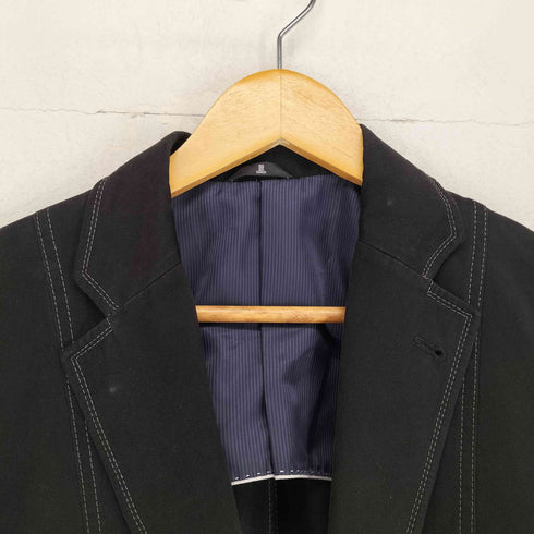 ランバンコレクション LANVIN COLLECTION カシミヤ混 ステッチデザイン 2B テーラードジャケット メンズ JPN:46