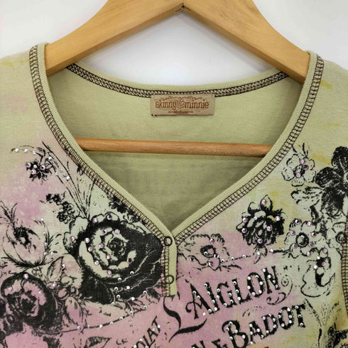 SKINNY MINNIE Y2K ラインストーン タンクトップ レディース import:M