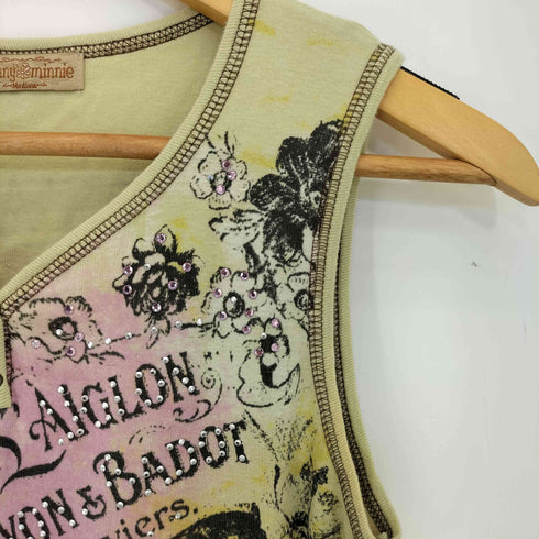 SKINNY MINNIE Y2K ラインストーン タンクトップ レディース import:M