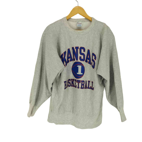 チャンピオン Champion 90s 刺繍タグ REVERSE WEAVE KANSAS BASKETBALL フロントプリント クルーネックスウェット トレーナー メンズ JPN:XL