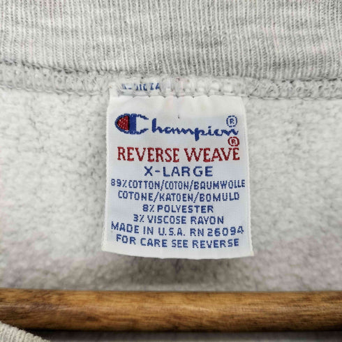 チャンピオン Champion 90s 刺繍タグ REVERSE WEAVE KANSAS BASKETBALL フロントプリント クルーネックスウェット トレーナー メンズ JPN:XL