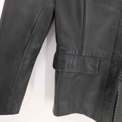 ビアッジョブルー Viaggio Blu 羊革 比翼 ステッチレザージャケット レディース