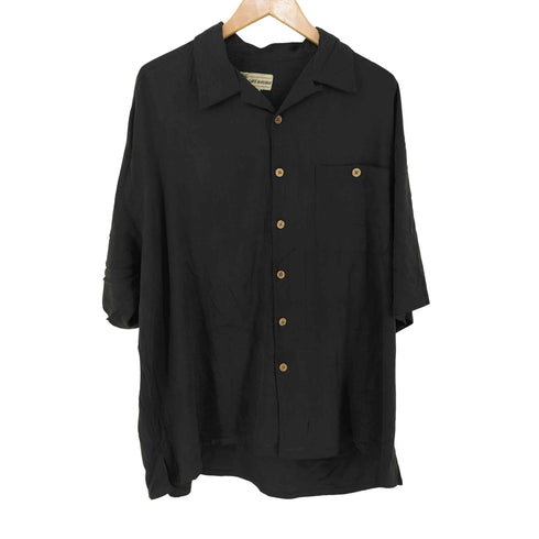 CAFE HAVANA ヘリンボーン シルク オープンカラーシャツ メンズ import:XL