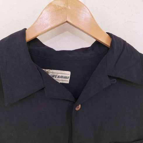 CAFE HAVANA ヘリンボーン シルク オープンカラーシャツ メンズ import:XL