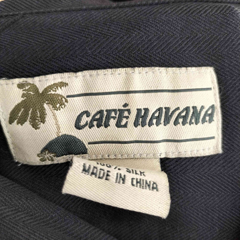 CAFE HAVANA ヘリンボーン シルク オープンカラーシャツ メンズ import:XL