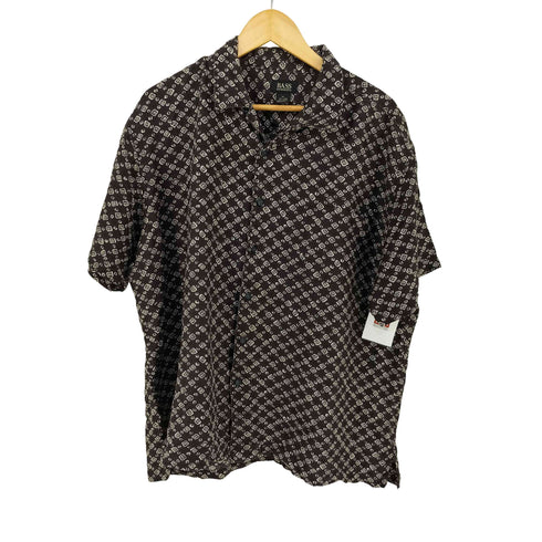 ジーエイチバス G.H.BASS 総柄 リネンレーヨン オープンカラーシャツ メンズ import:XL