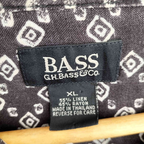 ジーエイチバス G.H.BASS 総柄 リネンレーヨン オープンカラーシャツ メンズ import:XL