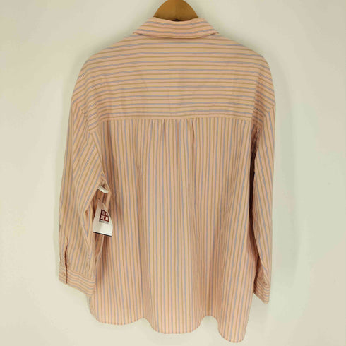 ザラ ZARA コットン ポリ フラップポケット L/S ストライプ シャツ レディース import:L