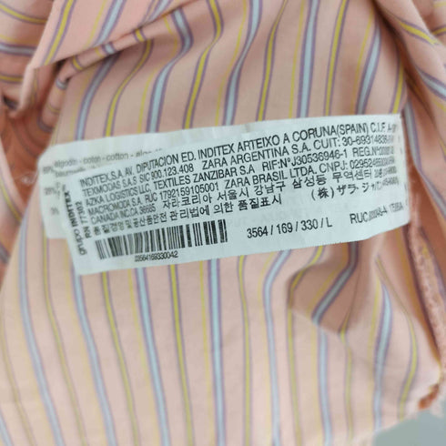 ザラ ZARA コットン ポリ フラップポケット L/S ストライプ シャツ レディース import:L