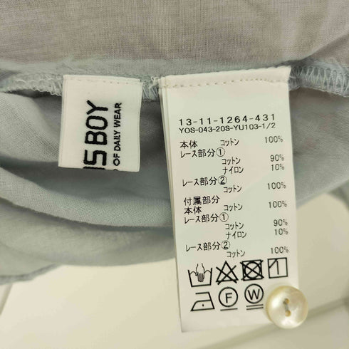 ビームスボーイ BEAMS BOY 20SS ヴィンテージ レース デタッチカラー 7分袖シャツ レディース ONE SIZE