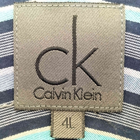 カルバンクライン CALVIN KLEIN ストライプ 比翼 半袖シャツ メンズ 4L