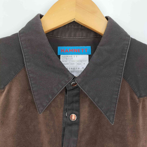 ハムネット HAMNETT 日本製 スナップボタン 切替 ベルベット ポロシャツ メンズ import:M