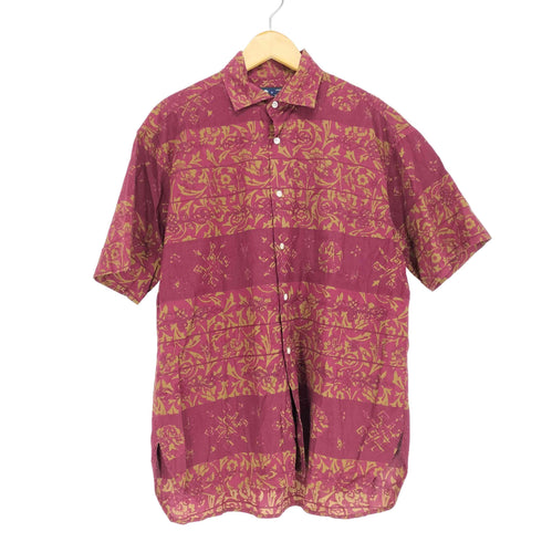 ゴタイリク 五大陸 ボタニカル柄コットンアロハシャツ メンズ M