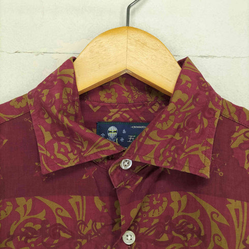 ゴタイリク 五大陸 ボタニカル柄コットンアロハシャツ メンズ M