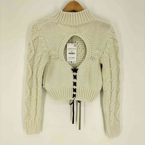 ザラ ZARA Cable knit open back sweater オープン バック ケーブル ニット セーター レディース import:S