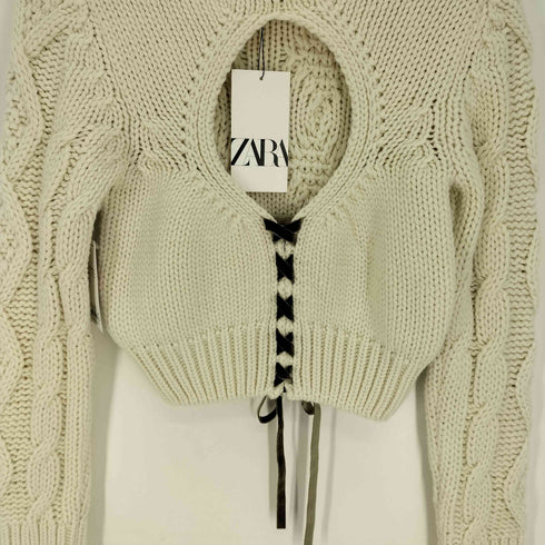 ザラ ZARA Cable knit open back sweater オープン バック ケーブル ニット セーター レディース import:S